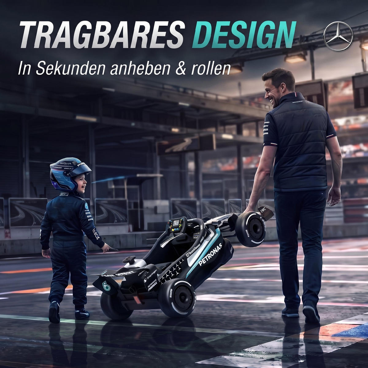 ELEKTRO-GO-KART Kunststoff Schwarz - Schwarz, Kunststoff (123/66/39cm) - AIYAPLAY