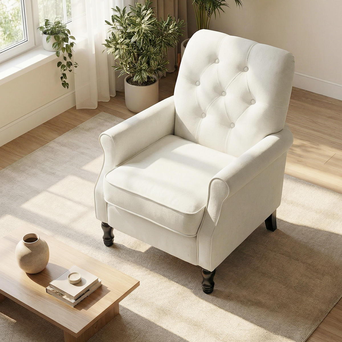 SESSEL DE-13537 mit dicker Polsterung und Federkern Creme - Creme, Textil (69/90/75cm) - ComfortXL