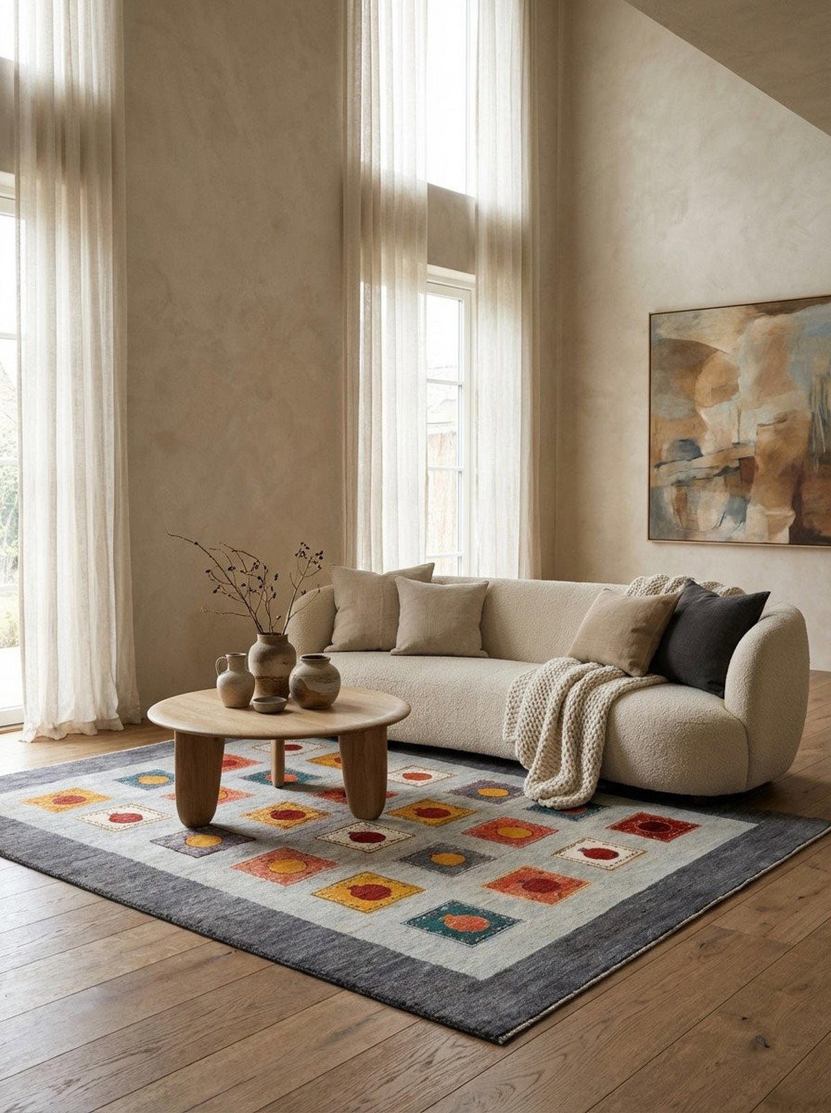TEPPICH Rizbaf Grau 232/178 cm Schurwolle - Grau, Textil (178/232cm) - Looma