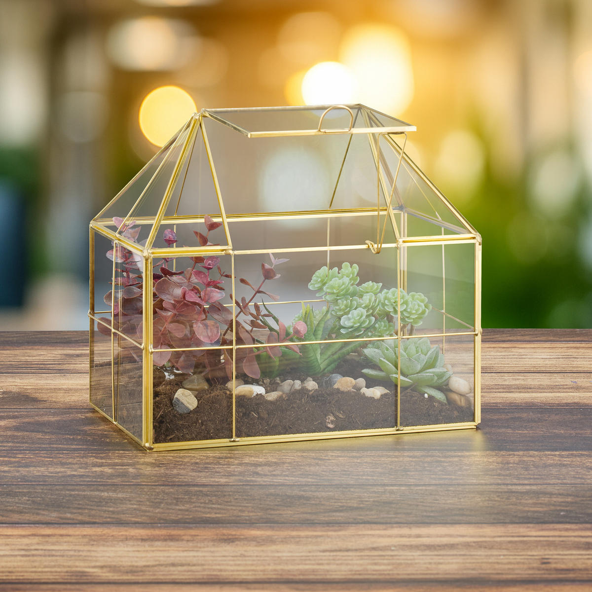 PFLANZENTERRARIUM - Transparent, Glas/Metall (23/21/14cm) - Relaxdays