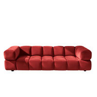 SOFA 4-Sitzer, Couch, Veloursstoff Bluvel, Rotwein, Averro - Weinrot, Holz (280/70/96cm) - Kaiser Möbel