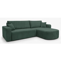 ECKSOFA TEEO Cord Dunkelgrün 170 cm L-Form beidseitig - Dunkelgrün/Schwarz, Kunststoff/Textil (170/275cm) - Homebook