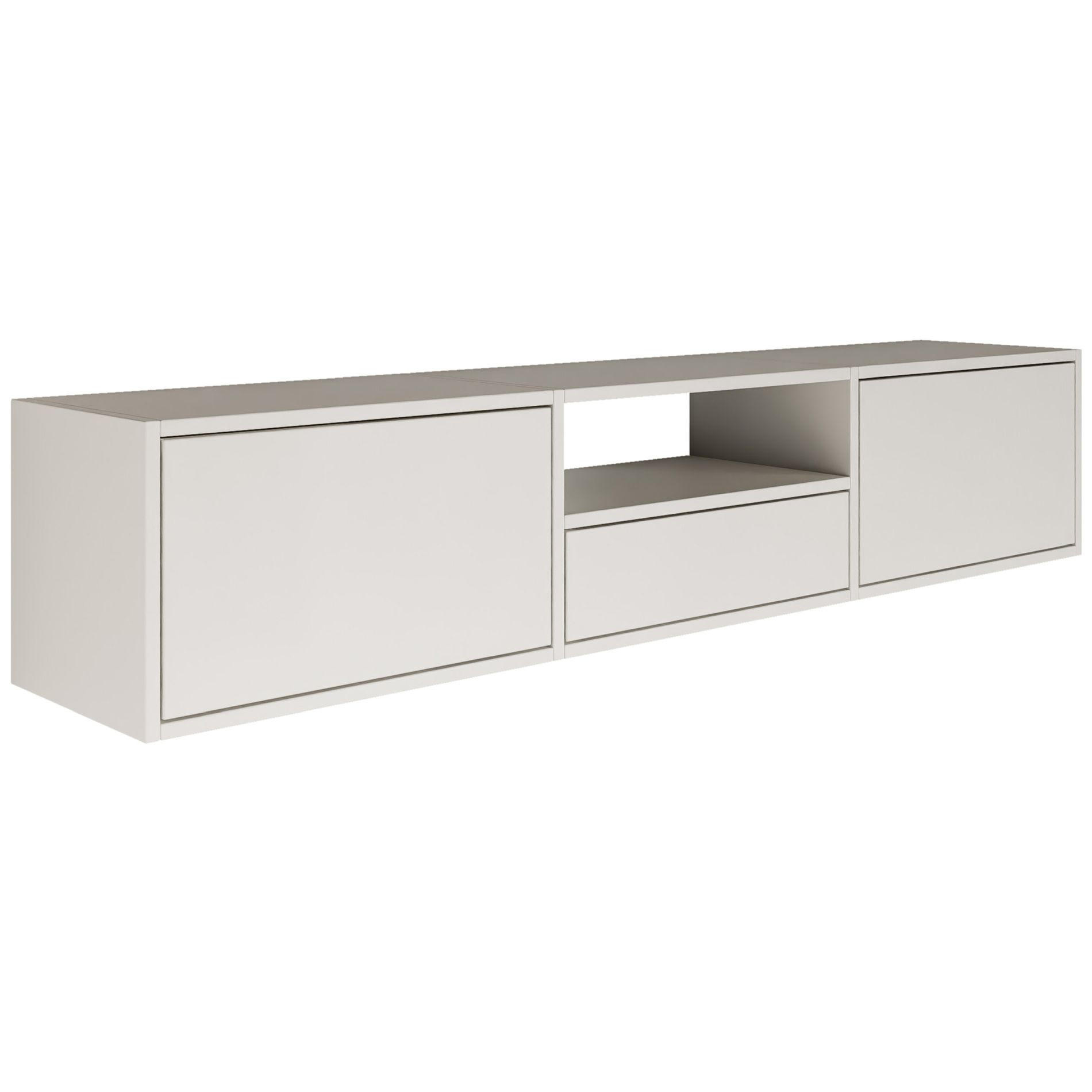 TV-LOWBOARD hängend, 3 Klappen und Ablage, Weiß, 150 cm - Weiß, Holzwerkstoff (150.1/30/30cm) - Selsey