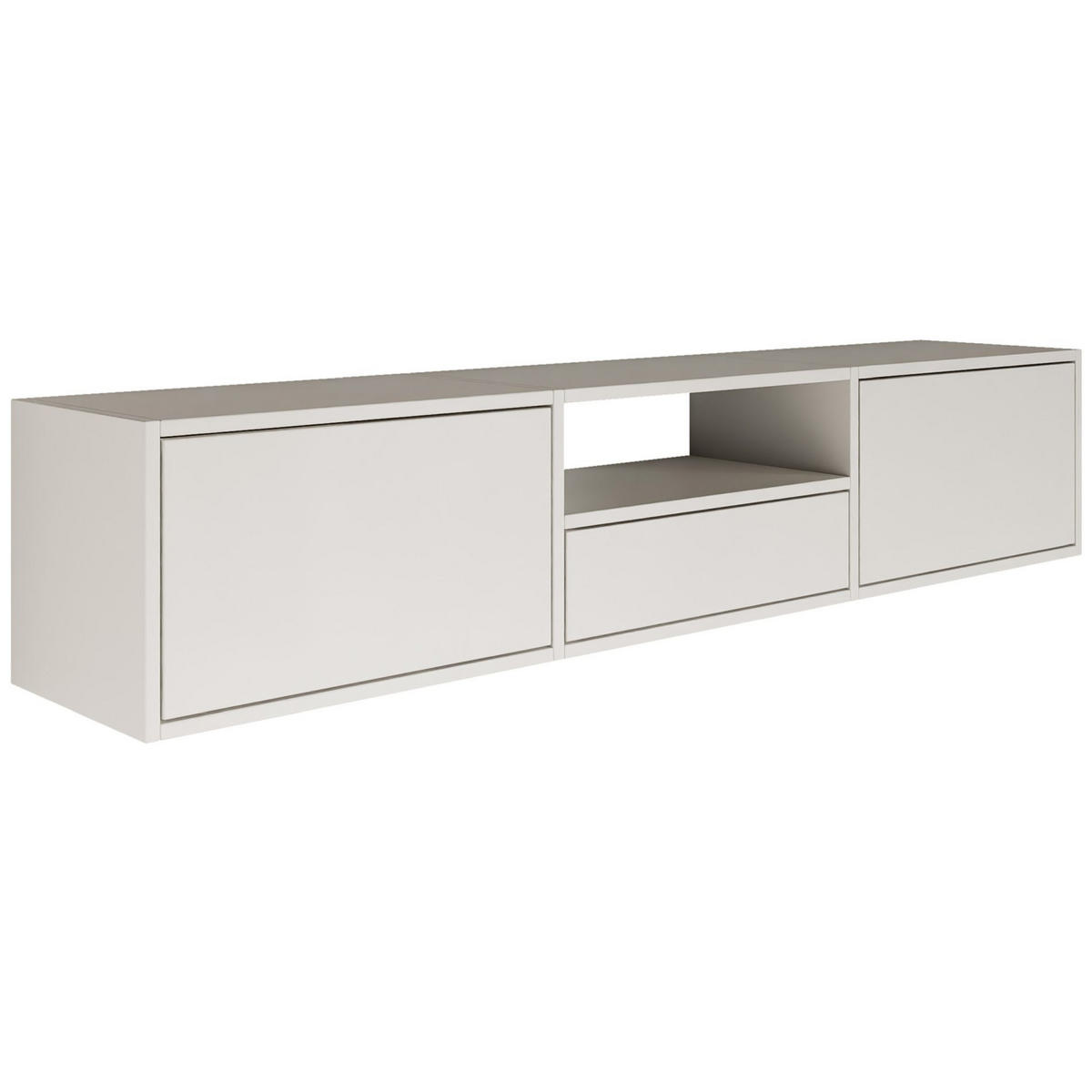 TV-LOWBOARD hängend, 3 Klappen und Ablage, Weiß, 150 cm - Weiß, Holzwerkstoff (150.1/30/30cm) - Selsey