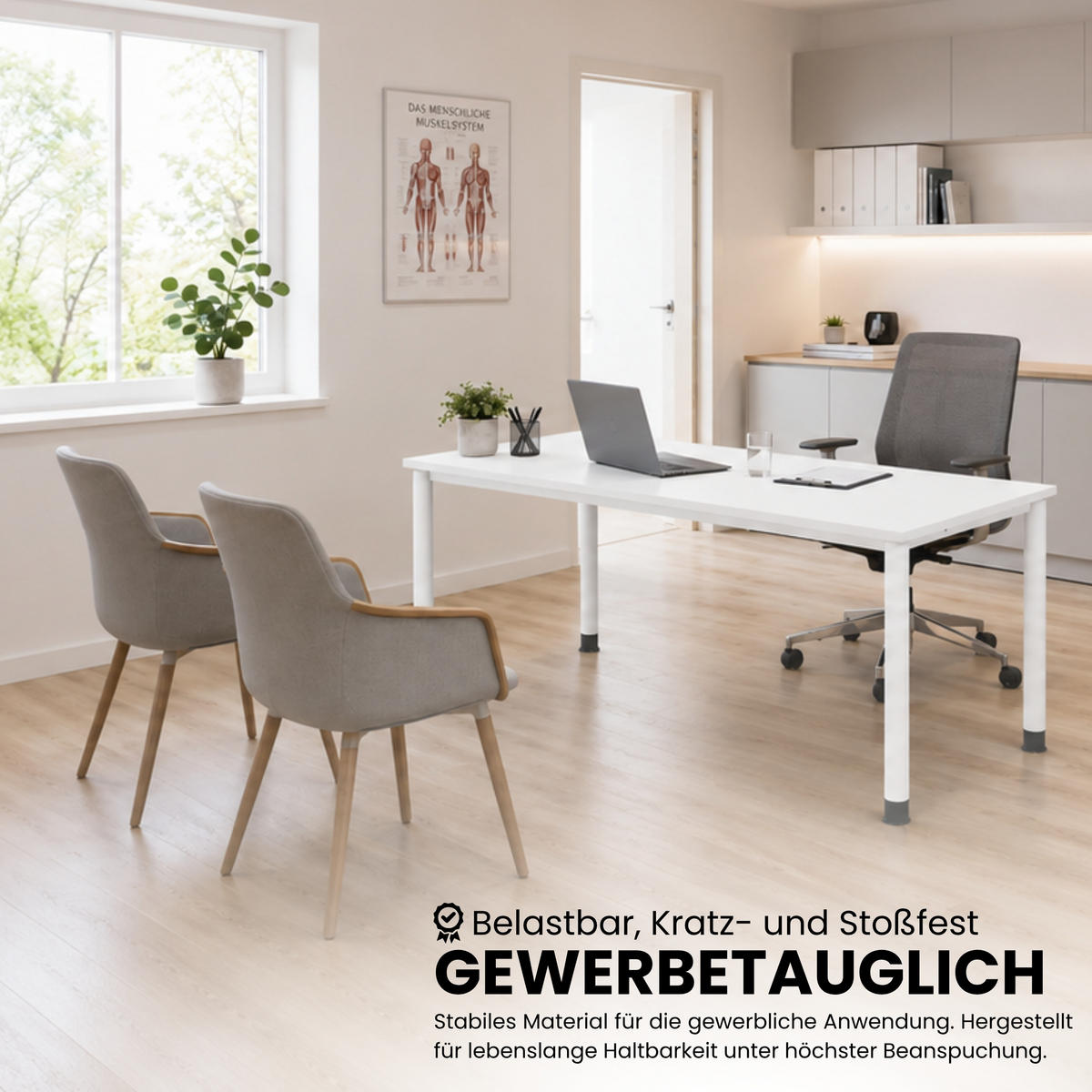 SCHREIBTISCH Serie-H 80/200/74 cm in Eichefarben/Graphitfarben - Eichefarben/Graphitfarben, Holzwerkstoff (80/200/74cm) - bümö