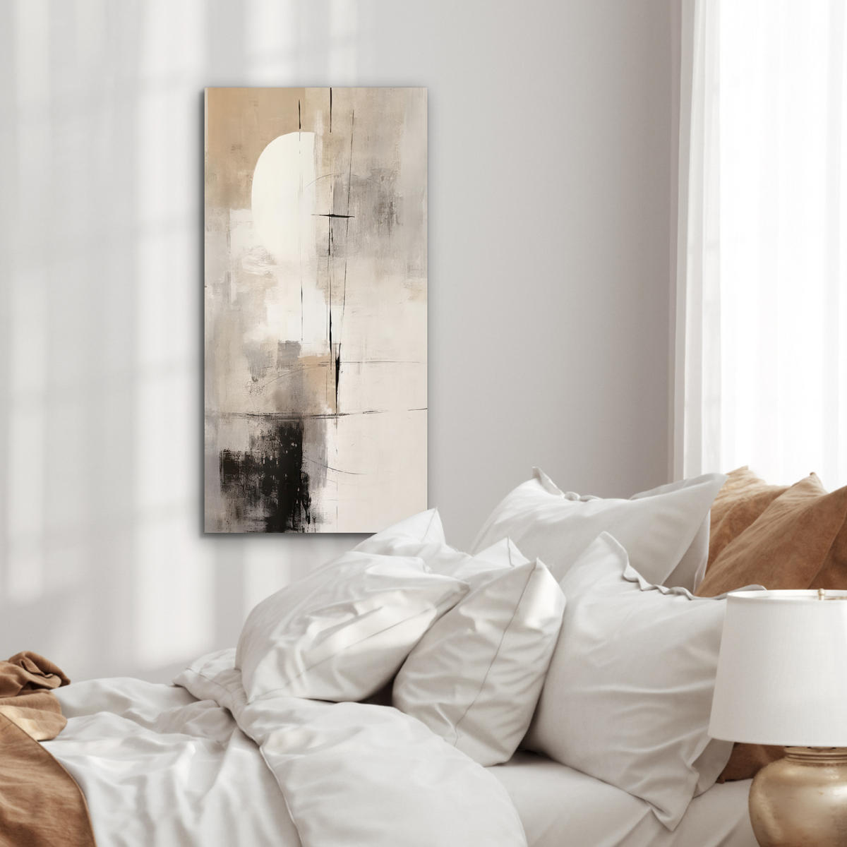 KOVOVÝ OBRAZ Abstraktné - Umenie - Sivé 40x80 cm - svetlosivá, kov (40/80cm) - MuchoWow