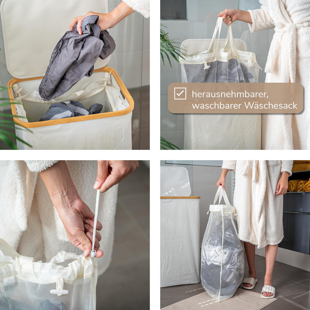 WÄSCHESAMMLER 100 Liter, beige - Beige, Textil (41/73.5/33.5cm) - bremermann