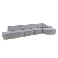 ECKSOFA Ottomane Rechts ARRIO-L3 - 413x171x83 cm Hellgrau - Grau, Holzwerkstoff/Textil (413/171cm) - ALTDECOR