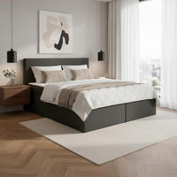 BOXBETT Lucy 2 Dunkelgrau ca. 180 / 200 cm mit Topper - Dunkelgrau, Holz - Bessagi Home