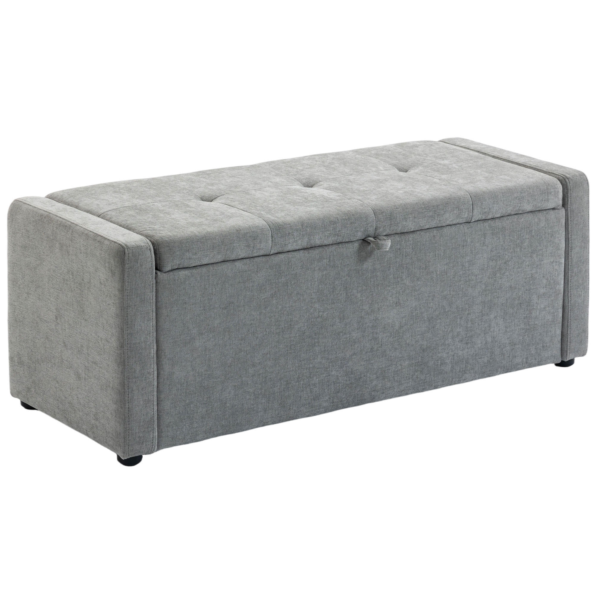 TRUHENBANK DE-16455 breit gepolstert mit Stauraum Hellgrau - Hellgrau, Textil (122/44/48cm) - ComfortXL