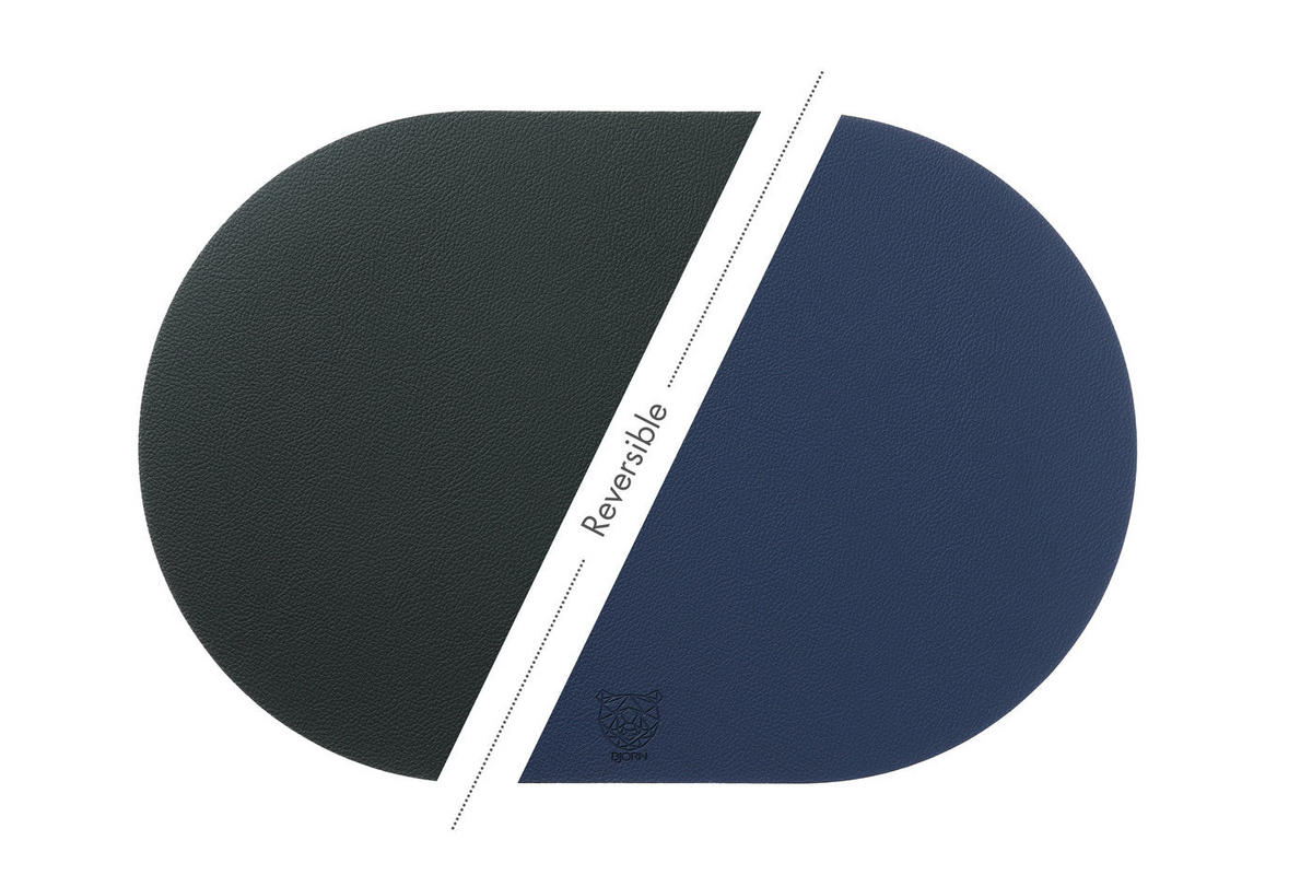 TISCHSET - 6er-Set - Recyceltes Leder in Nachtblau und Anthrazitgrau - Blau, Textil (30/44.5cm) - Björn