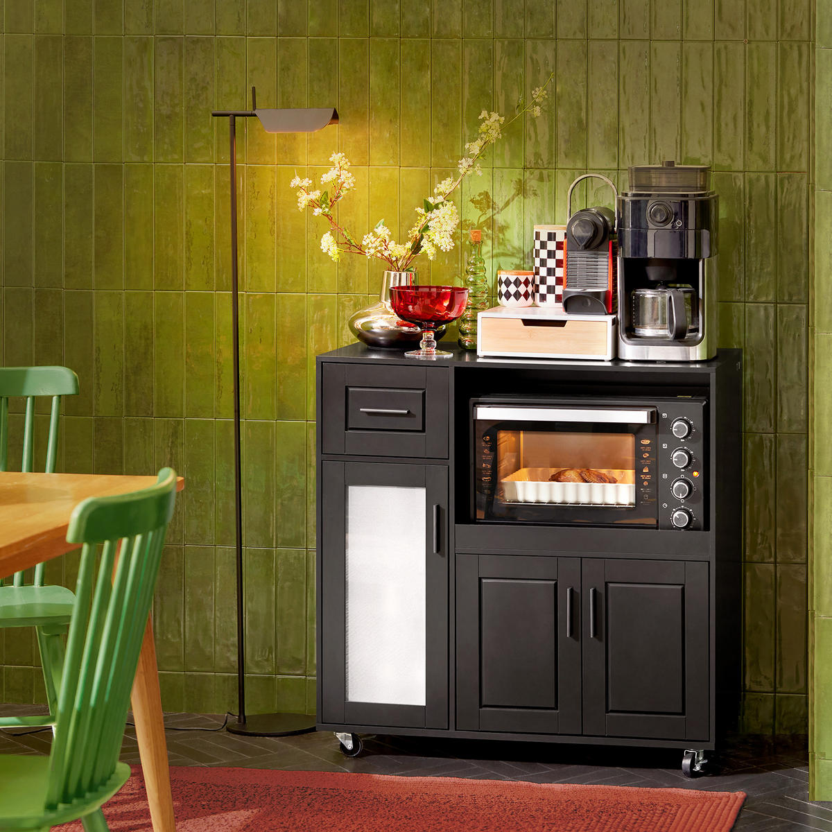 MIKROWELLENSCHRANK Schwarz - Schwarz, Holzwerkstoff (89/89/40cm) - SoBuy