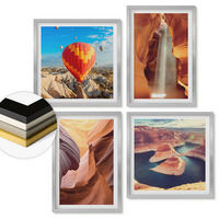 WANDBILDER 4er Set - 50x50 cm & 40x60 cm Silberner Rahmen - Wasserfall in der Schlucht - Silberfarben, Kunststoff (50/50cm) - ArtPrintCave