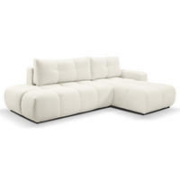 ECKSOFA L Form Hosio Cremeweiß 286/177/88 cm Rechts mit Schlaffunktion - Creme/Schwarz, Kunststoff/Textil (286/177cm) - AX Living