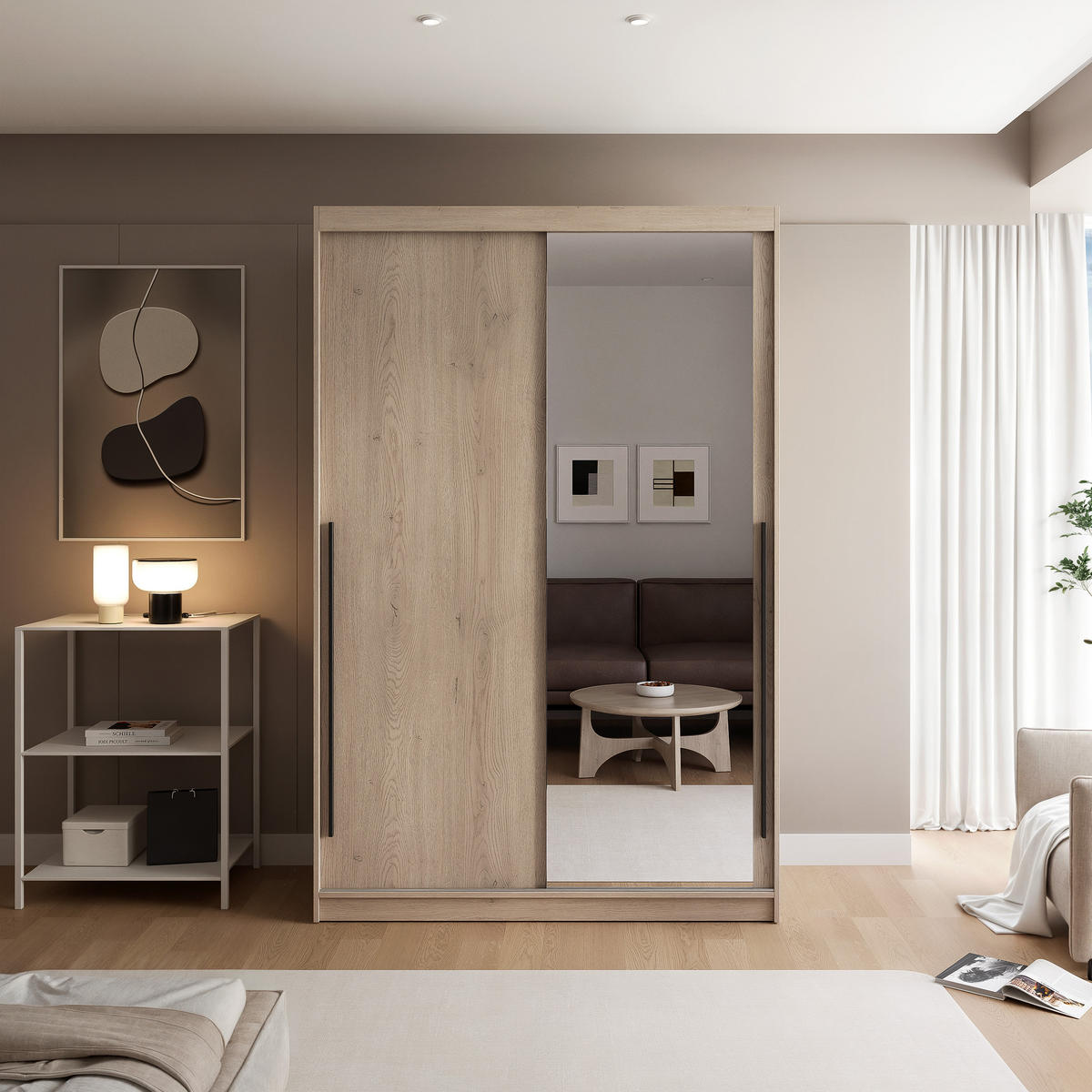 SCHIEBETÜRENSCHRANK SILENTE 140/60/215 cm, 2-türig, Cremona-Eiche - Eichefarben, Holzwerkstoff (140/215/60cm) - Idohome