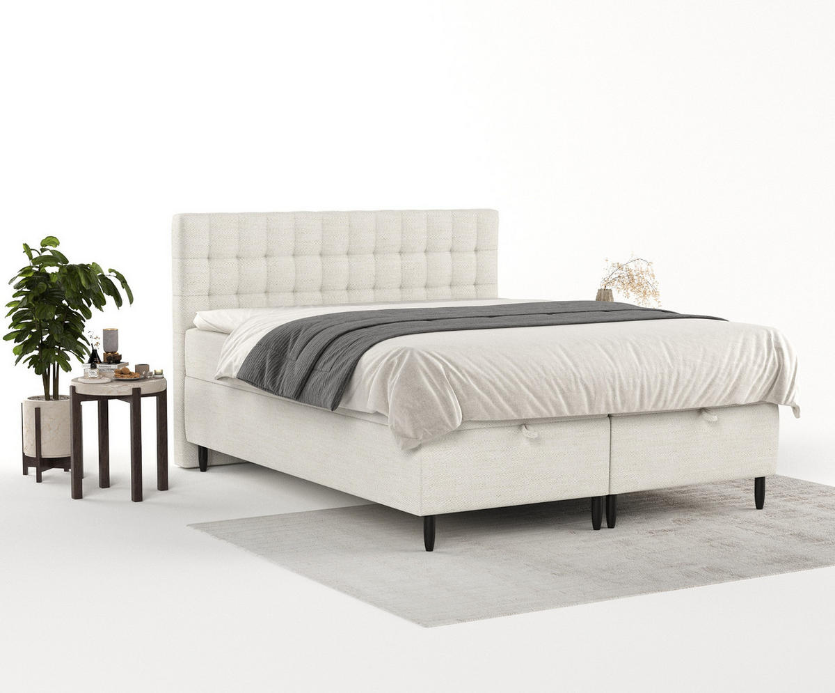 BOXBETT Milo Creme 160/200 cm - Creme/Schwarz, Holz/Holzwerkstoff (160/200cm) - Maison de Reve