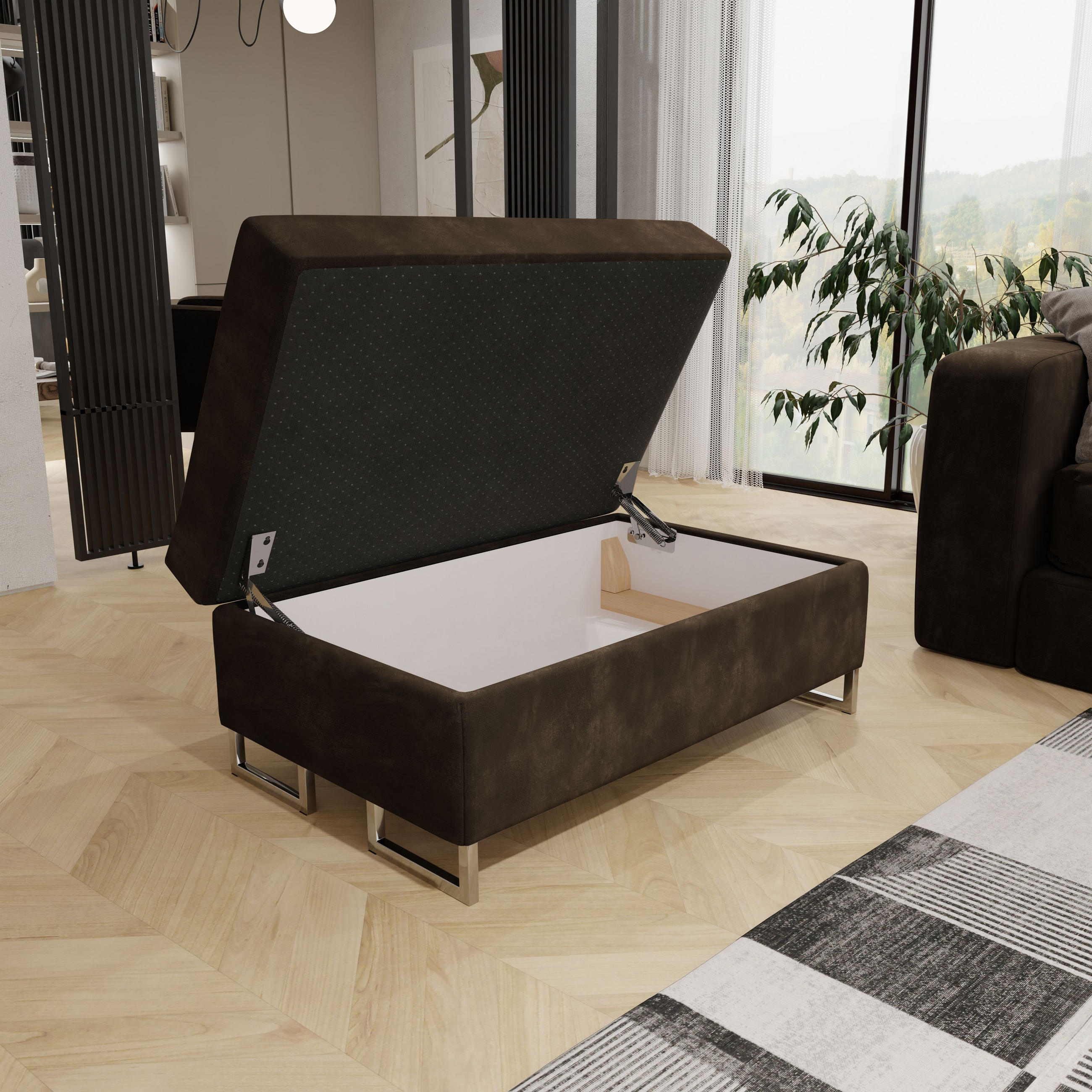 POLSTERHOCKER BARLET Braun 100x60 cm - Braun, Textil (100/41/60cm) - MASSENO
