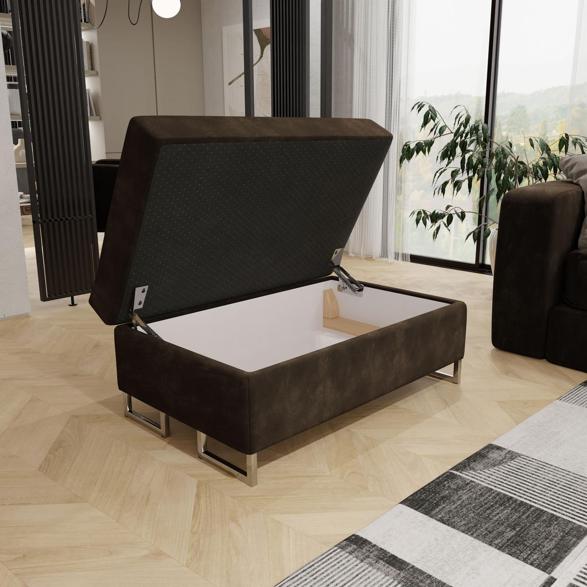 POLSTERHOCKER BARLET Braun 100x60 cm - Braun, Textil (100/41/60cm) - MASSENO