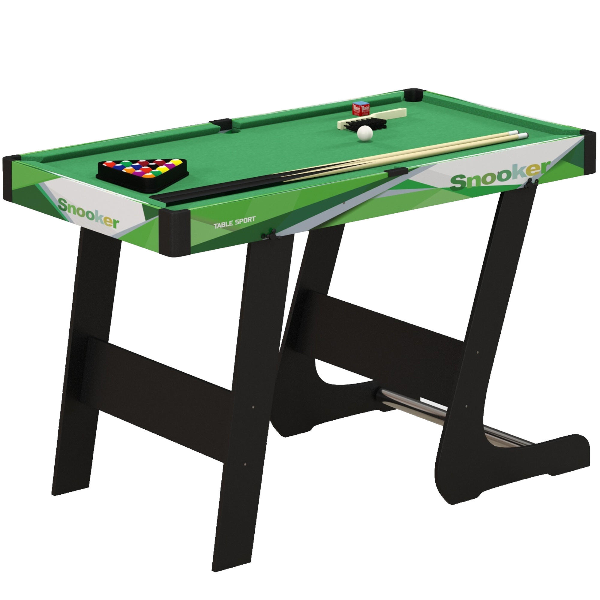 BILLARDTISCH DE-18848 klappbar mit Zubehör Grün - Grün, Holzwerkstoff (55.5/68/104cm) - ComfortXL
