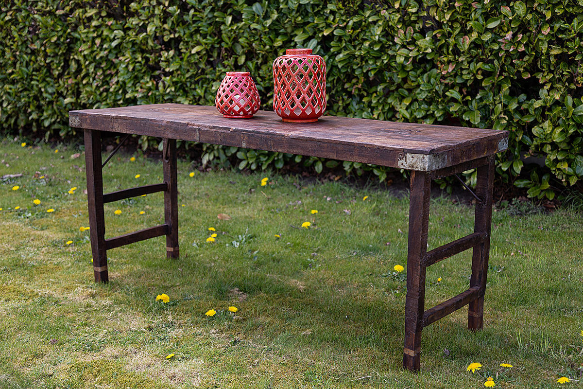 KLAPPTISCH - Mangoholz Massiv - Braun - Braun, Holz (170/55/70cm) - home24