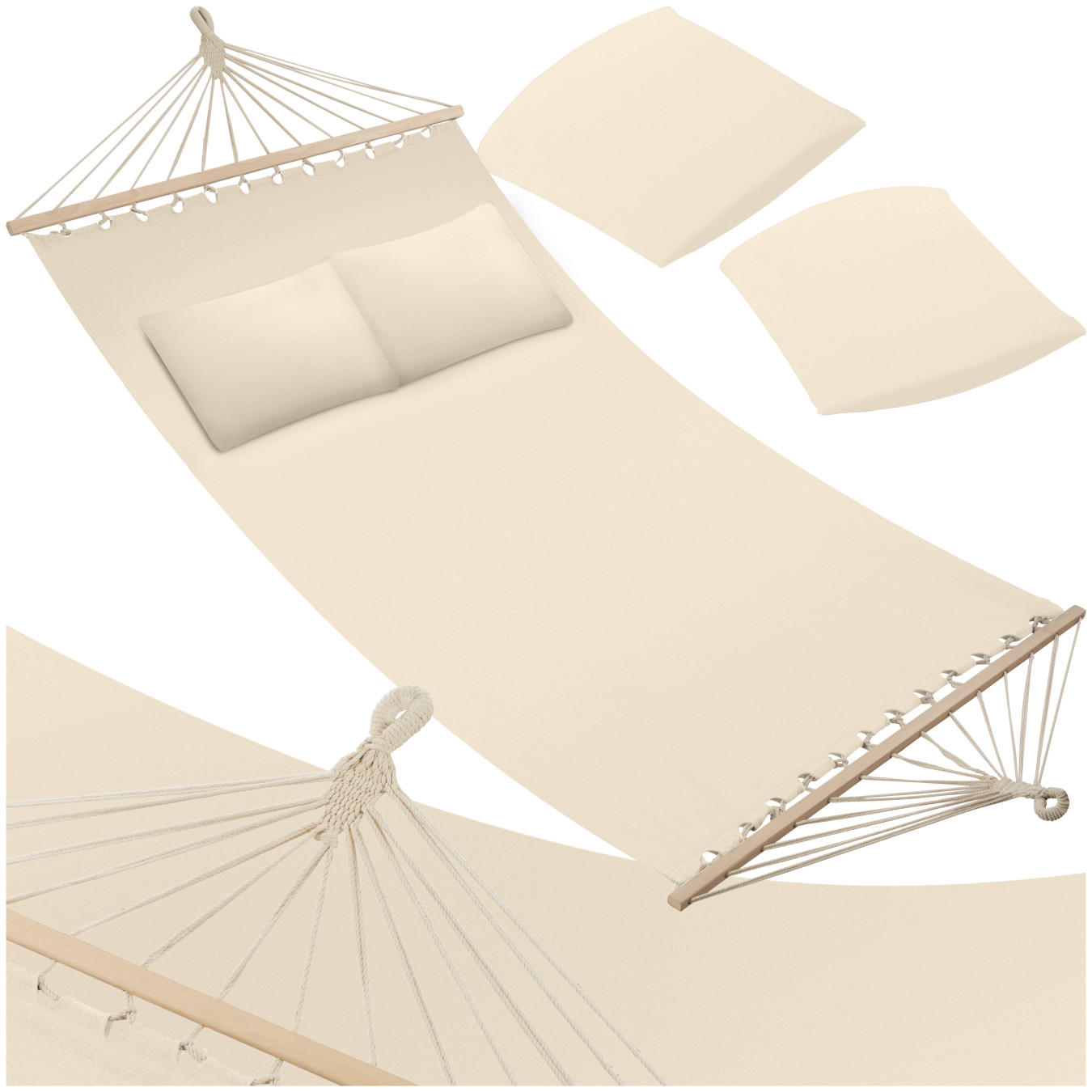 HÄNGEMATTE Eden,230 x 145 cm,beige - Beige, Kunststoff (150/2.5/325cm) - tectake