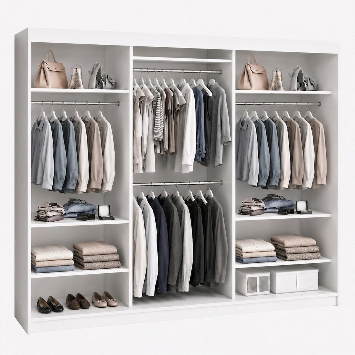 SCHWEBETÜRENSCHRANK BELANO 200 cm. Innenausstattung: Comfort - Schwarz/Braun, Holzwerkstoff (200/215/59.5cm) - A&J MöbelLand