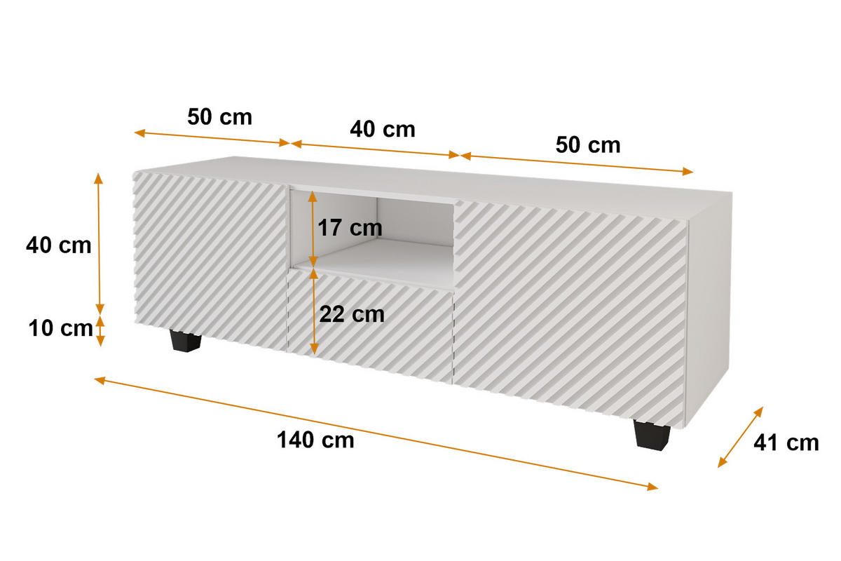 LOWBOARD ZENO-S 140x50x41 cm - Weiß - Schwarz/Weiß, Holzwerkstoff (140/50/41cm) - ALTDECOR
