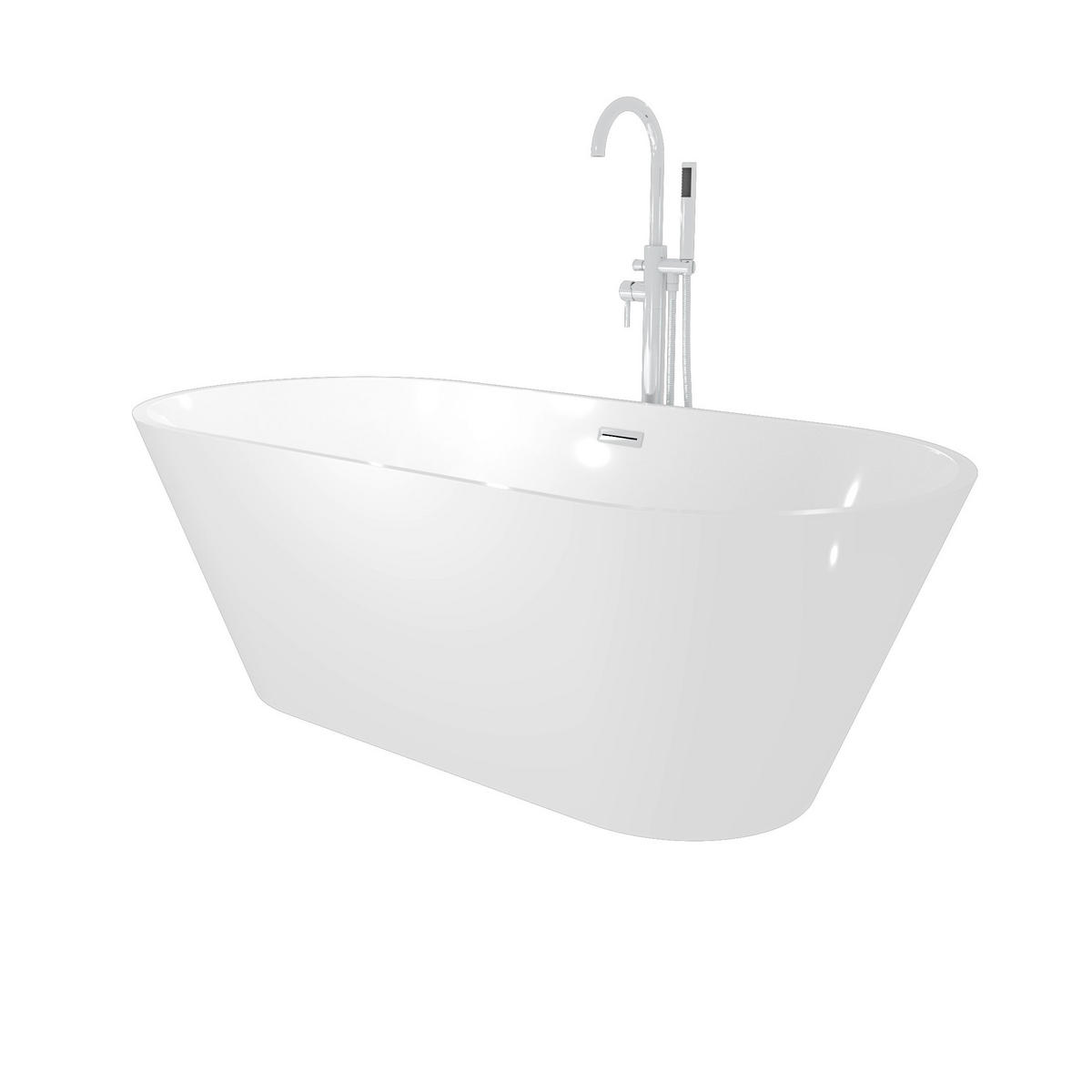 FREISTEHENDE Badewanne Wanne F01 170x80cm mit Armatur AF02 - Weiß, Glas/Kunststoff (80/58/170cm) - AcquaVapore by Sandra Jentho