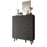 KOMMODE grau matt 84 x 114 cm, HIGHBOARD mit Struktur - Schwarz/Grau, Holzwerkstoff/Metall (84/114/37cm) - Inn.Furn