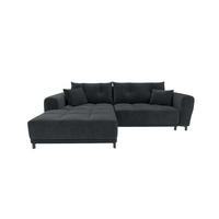 ECKSOFA Massimo Cordstoff Graphitfarben inkl. Schlaffunktion Links - Schwarz/Graphitfarben, Textil/Metall (246/177cm) - 99rooms