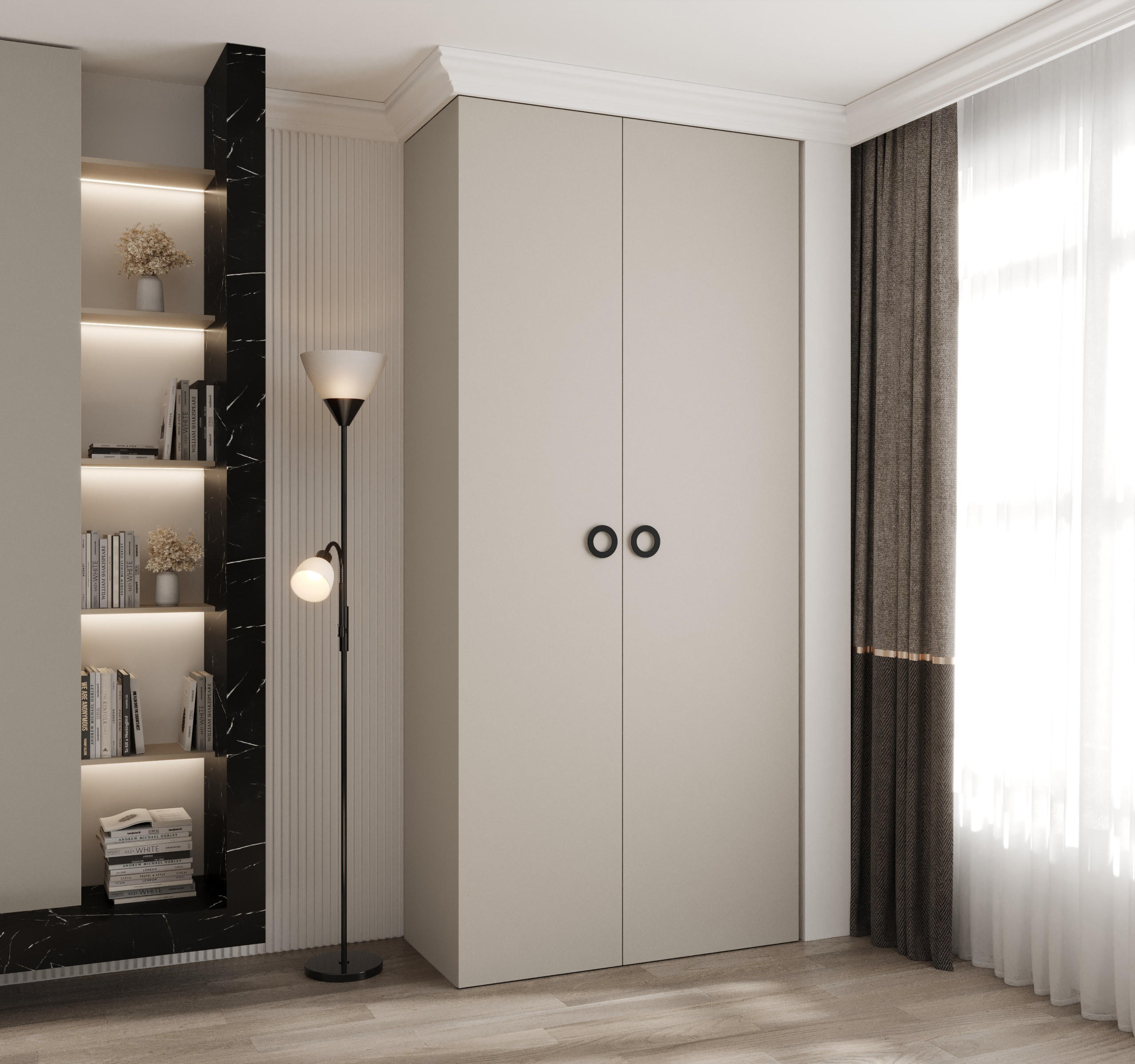DREHTÜRENSCHRANK 245,5/110/40 2-türig - Kaschmir/Schwarz, Holz/Metall (110/245.5/40cm) - Abiks Möbel