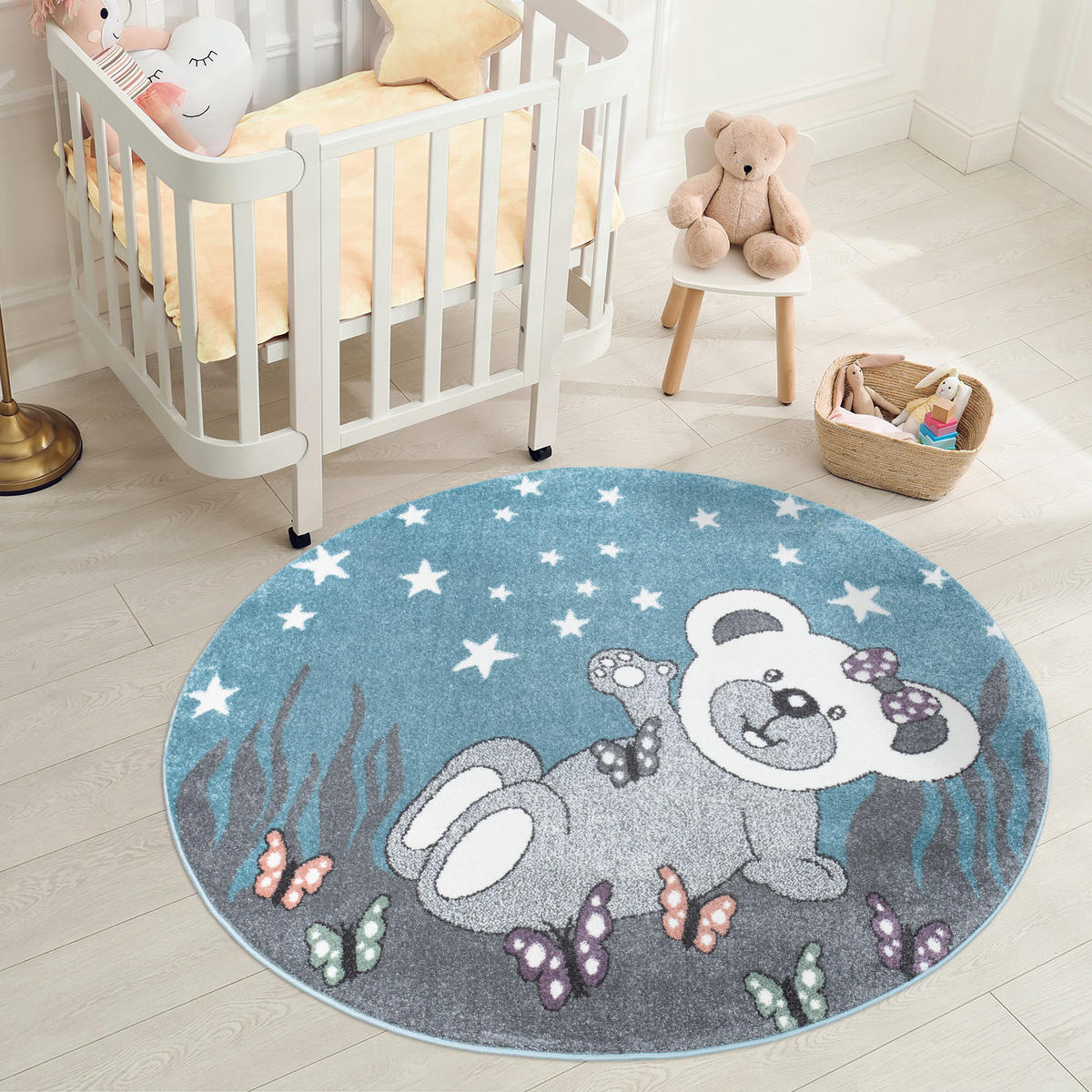 KINDERTEPPICH Anime 916 Blau 120 cm Rund - Blau, Textil (120/120cm) - carpet city