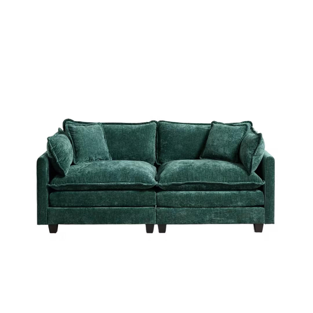 2-SITZER-SOFA aus Chenille mit modularem Design, grün - Grün, Textil (75/84/198cm)