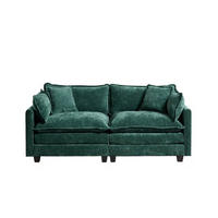 2-SITZER-SOFA aus Chenille mit modularem Design, grün - Grün, Textil (75/84/198cm)
