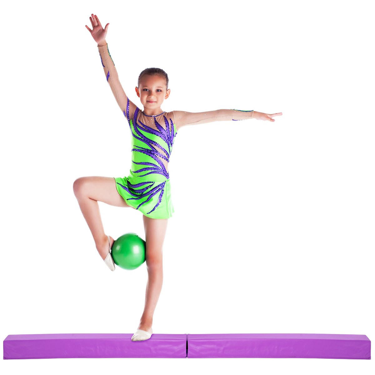BALANCE Beam zusammenfaltbar Lila - Lila, Kunststoff (20/170cm) - COSTWAY