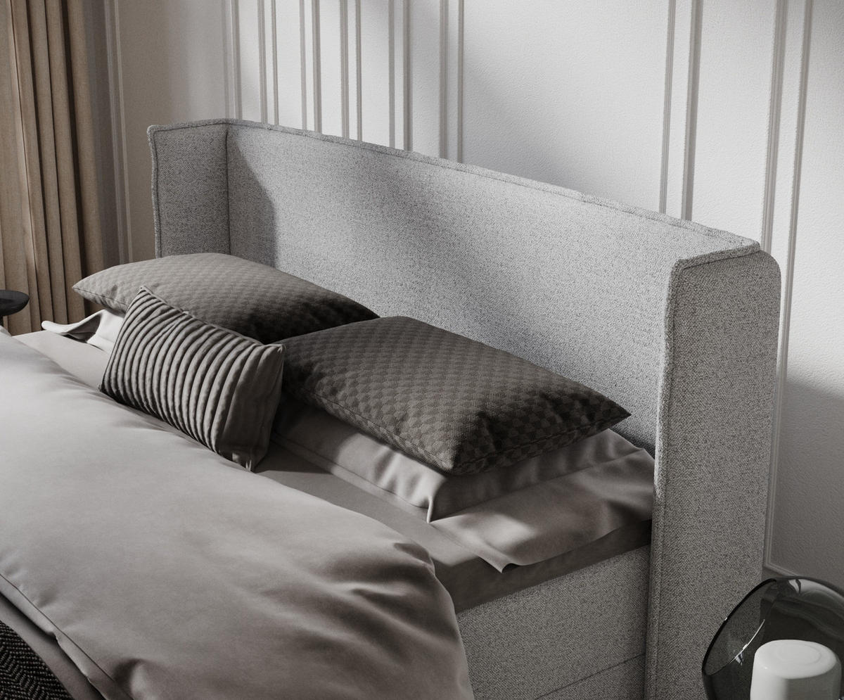 BOXBETT Passion Hellgrau 200/200 cm - Hellgrau/Schwarz, Kunststoff/Textil (200/200cm) - Maison de Reve