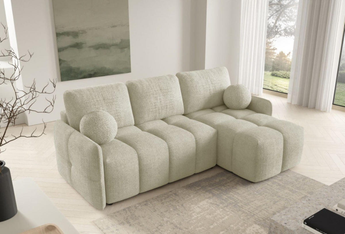 ECKSOFA Beige MONO Mit Schlaffunktion Und Dekokissen Rechts - Beige, Textil (220/145cm) - Sepro Meble