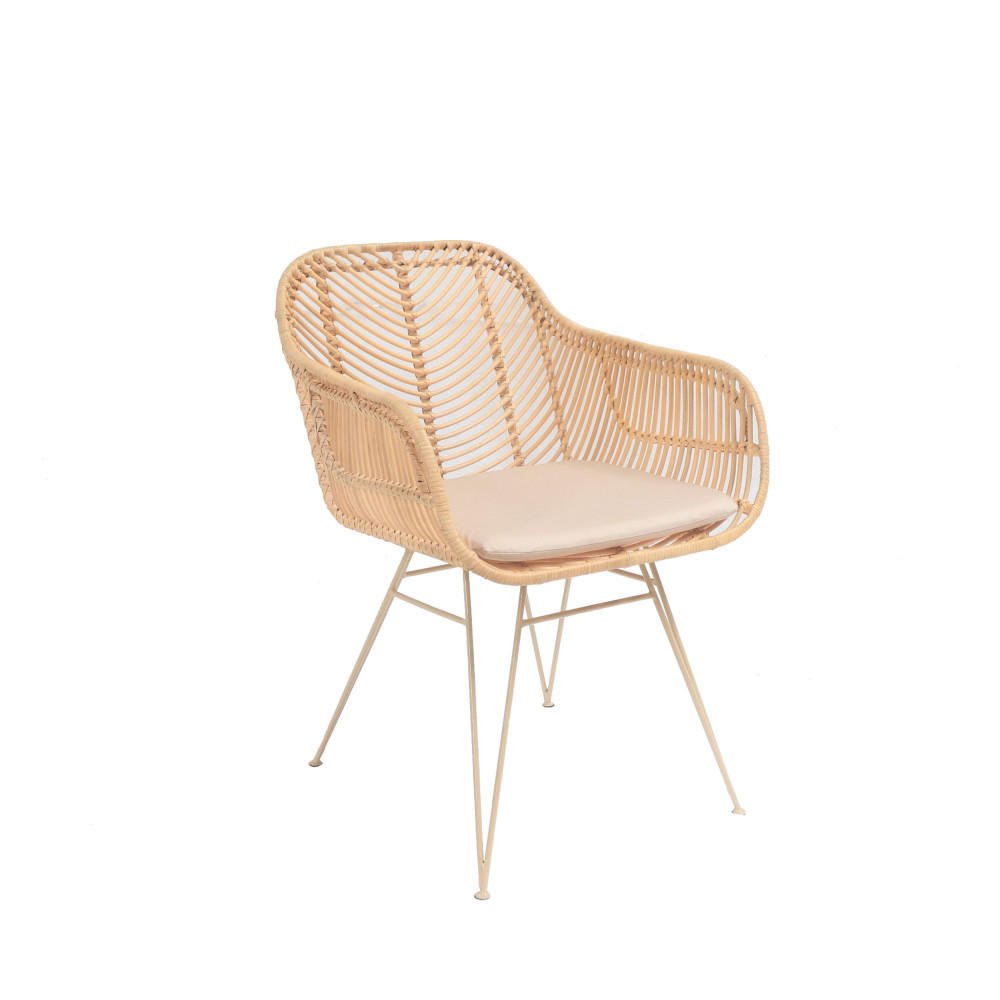 TISCHSTUHL aus Rattan mit beigen Beinen - NUNUHAI - Natürlich - Naturfarben, Naturmaterialien (55/78/60cm) - Drawer