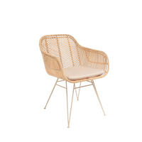 TISCHSTUHL aus Rattan mit beigen Beinen - NUNUHAI - Natürlich - Naturfarben, Naturmaterialien (55/78/60cm) - Drawer