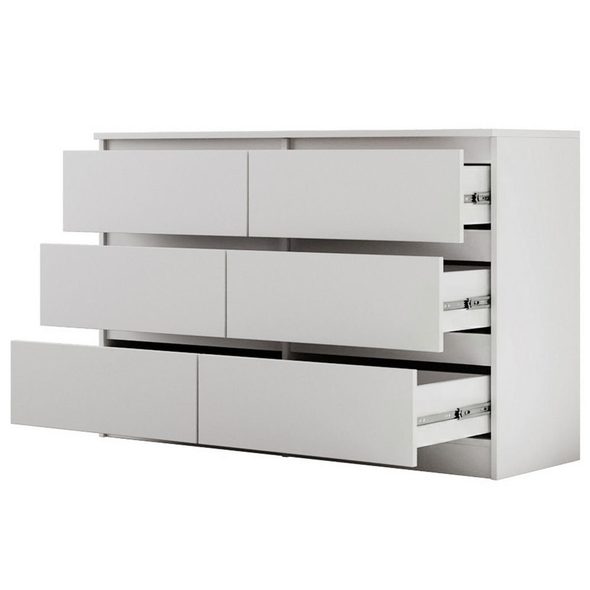 KOMMODE Lemon mit 6 Schubladen, 120 cm, Weiß matt - Weiß, Holzwerkstoff (120/78/39cm) - Beautysofa