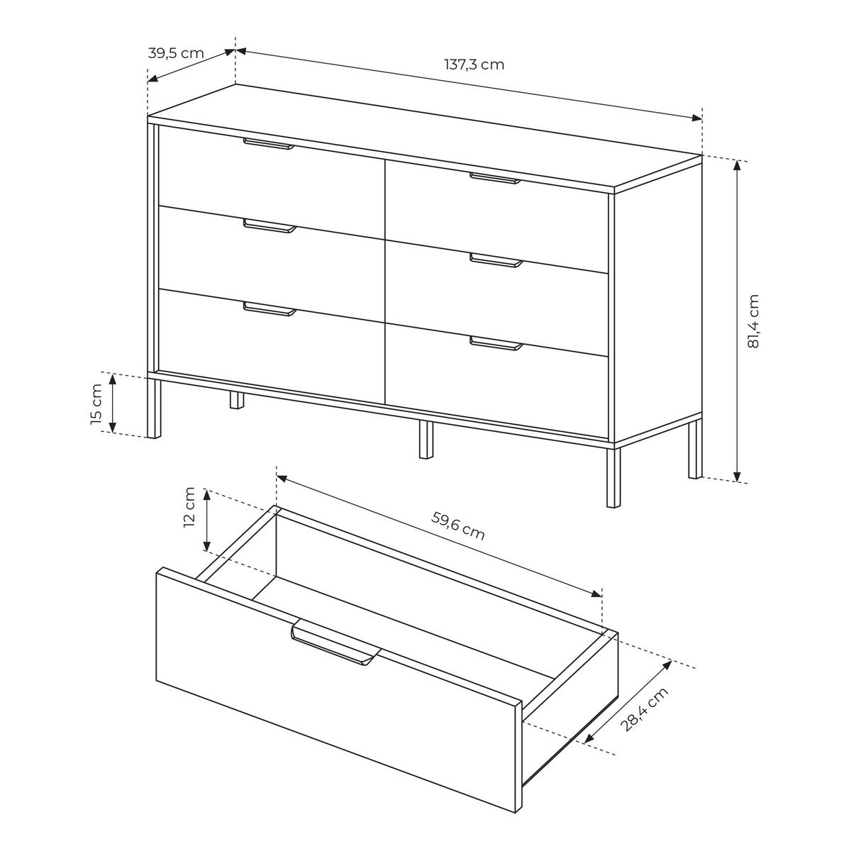 SIDEBOARD MILANO 137/81/40 cm mit 6 Schubladen Braun - Anthrazit/Braun, Holzwerkstoff (137/81/40cm) - MASSENO