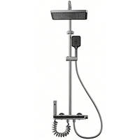 ÜBERKOPFBRAUSESET LED Digitalanzeige Messing, grau - Grau, Metall (20/120/30cm) - Bextcok