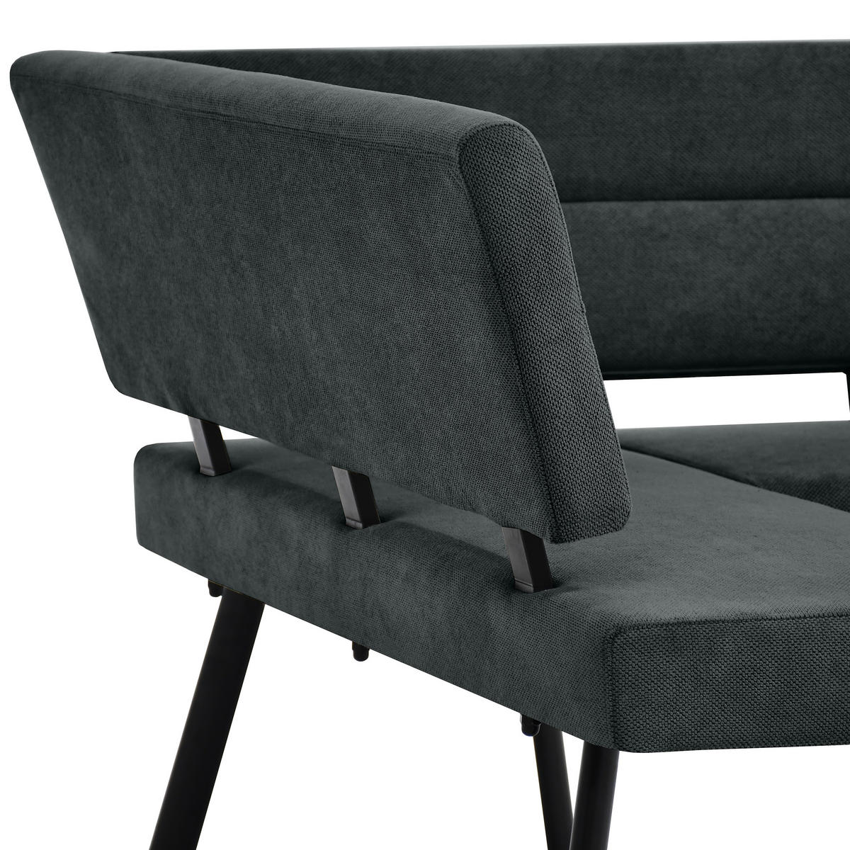 ECKBANK Zerra 192x153 cm, mit Metallbeinen, Curio-Stoff, Anthrazit - Anthrazit/Schwarz, Metall (192/153cm) - Beautysofa