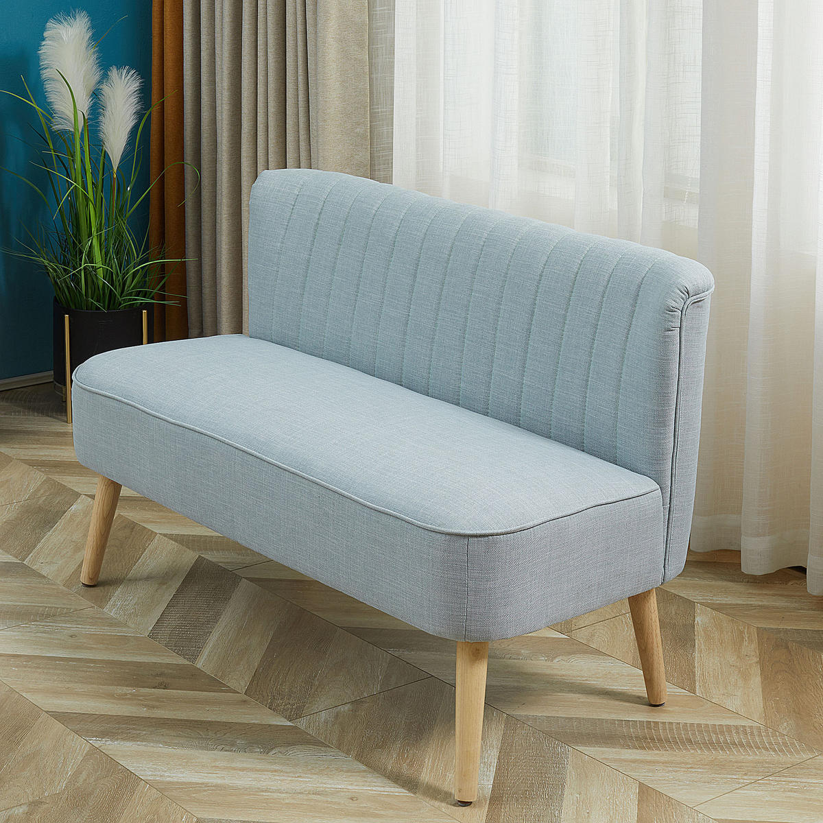 SOFA 2-Sitzer, Holz, Stoff, Grün - Grün, Holz (56.5/77/117cm) - HOMCOM