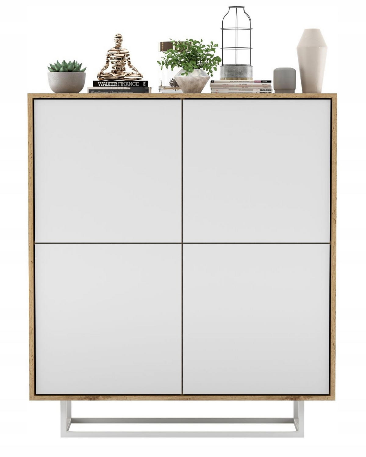 KOMMODE Apollo 4D Eiche wotan Weiß Matt 113 cm - Weiß, Holzwerkstoff/Metall (113/127/35cm) - Meble Lindner