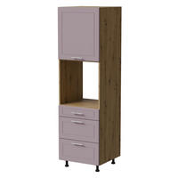 BACKOFENUMBAUSCHRANK Bari D14/RU/3 Eiche Artisan / RAL 4009 pastellviolett 60 / 59 / 207cm REJS Vollauszug - Violett/Eiche Artisan, Holz/Holzwerkstoff (60/207/59cm) - Feldmann-Wohnen