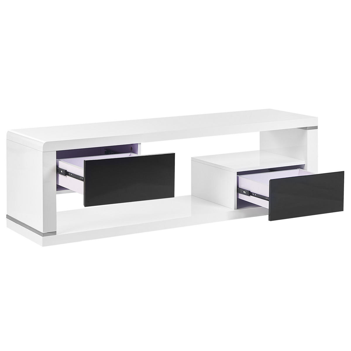 TV-MÖBEL Weiß, Schwarz SPOKAN 39/140/43 cm - Weiß, Holzwerkstoff (140/43/39cm) - Beliani