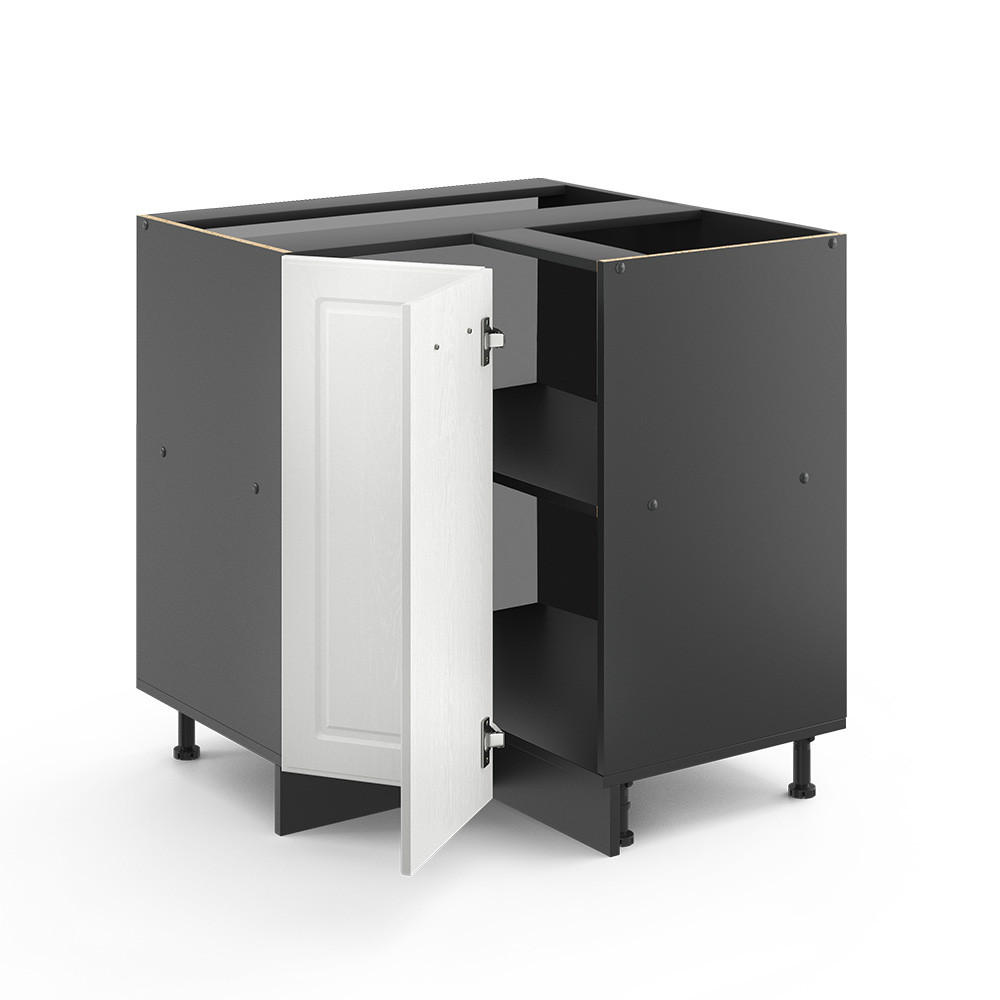 ECKUNTERSCHRANK R-Line Weiß Landhaus 75.6 cm ohne AP - Anthrazit/Weiß, Holzwerkstoff (75.6/81.6/46cm) - Vicco