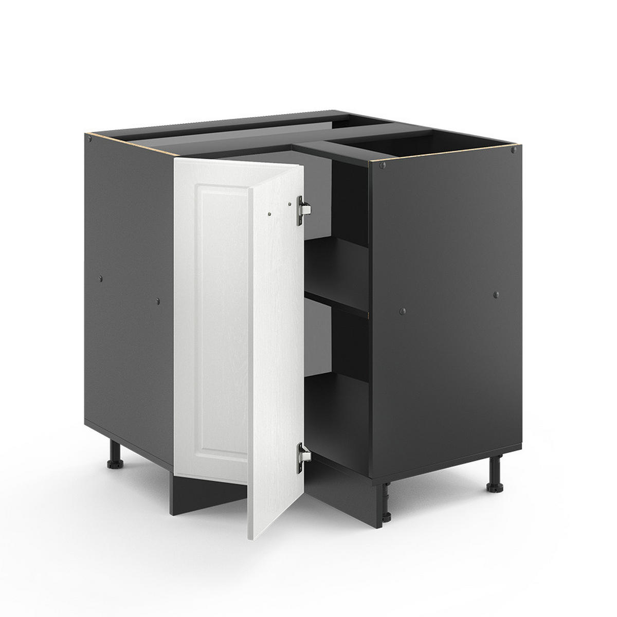 ECKUNTERSCHRANK R-Line Weiß Landhaus 75.6 cm ohne AP - Anthrazit/Weiß, Holzwerkstoff (75.6/81.6/46cm) - Vicco