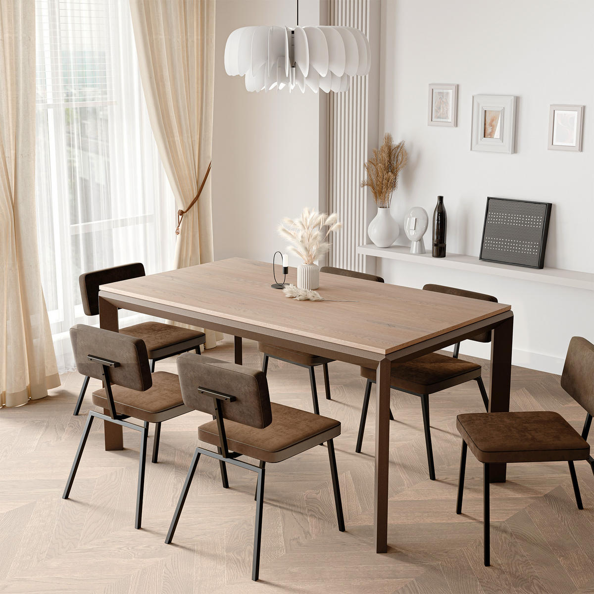 AUSZIEHTISCH FARO 160-250/90/76 cm, Cremona / Braun - Creme/Braun, Holzwerkstoff/Metall (90/160/76cm) - Idohome
